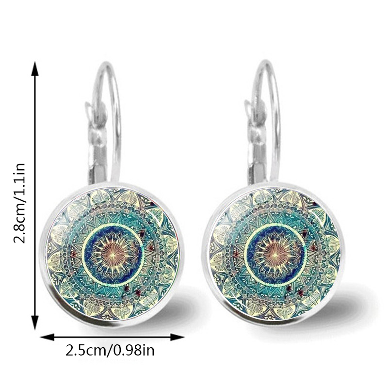 1 Pair Retro Color Block Inlay Alloy Glass Earrings display picture 3