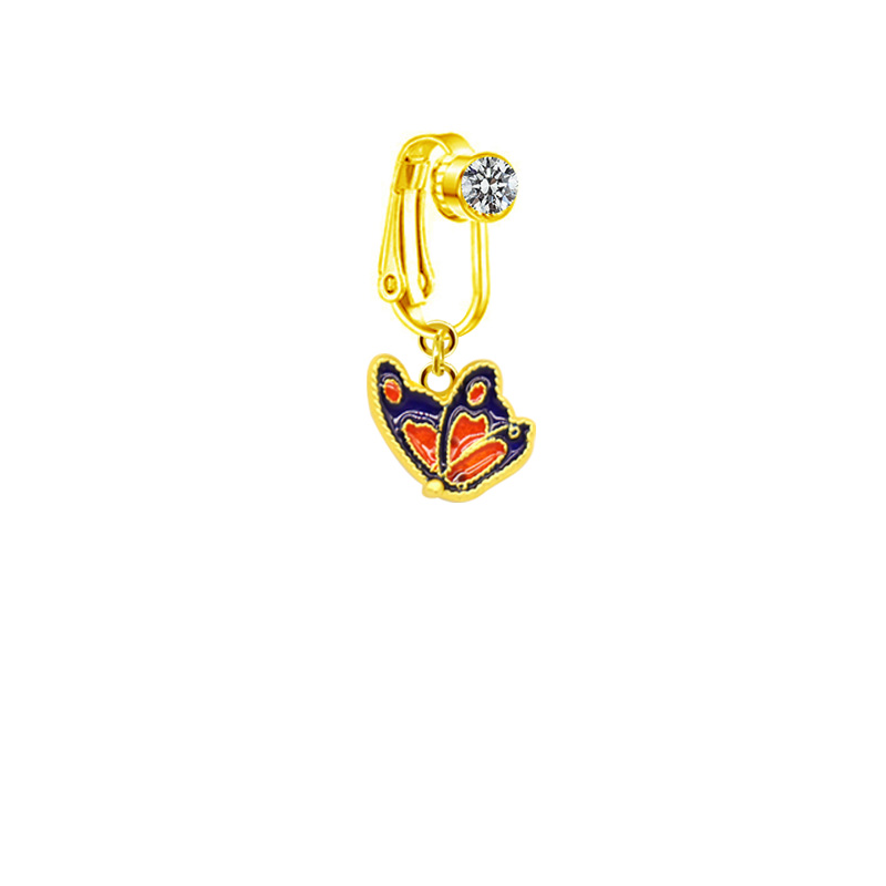 1 Piece Lip Rings Hawaiian Tropical Tree Heart Shape Butterfly Alloy Epoxy Inlay Rhinestones Gold Plated display picture 7