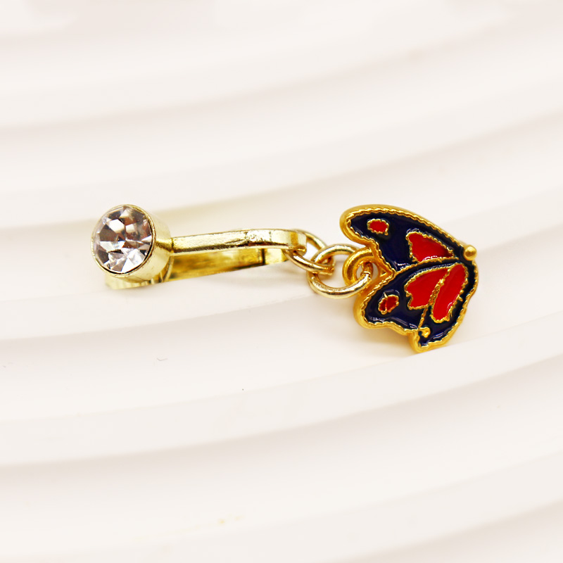 1 Piece Lip Rings Hawaiian Tropical Tree Heart Shape Butterfly Alloy Epoxy Inlay Rhinestones Gold Plated display picture 19