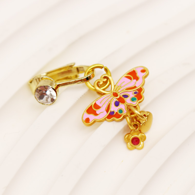 1 Piece Lip Rings Hawaiian Tropical Tree Heart Shape Butterfly Alloy Epoxy Inlay Rhinestones Gold Plated display picture 16