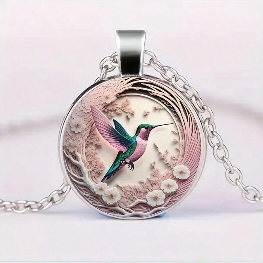 Wholesale Jewelry Retro Simple Style Bird Alloy Glass Inlay Pendant Necklace display picture 1