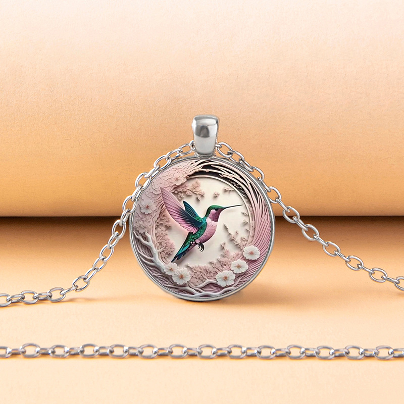 Wholesale Jewelry Retro Simple Style Bird Alloy Glass Inlay Pendant Necklace display picture 4