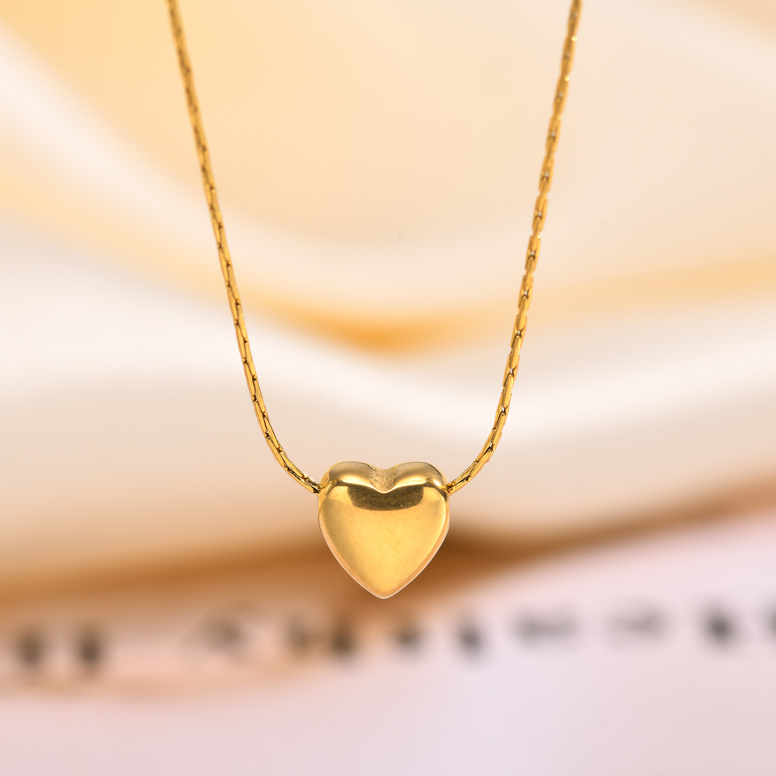 Edelstahl 304 18 Karat Vergoldet Süß Süss Herzform Halskette Mit Anhänger display picture 4