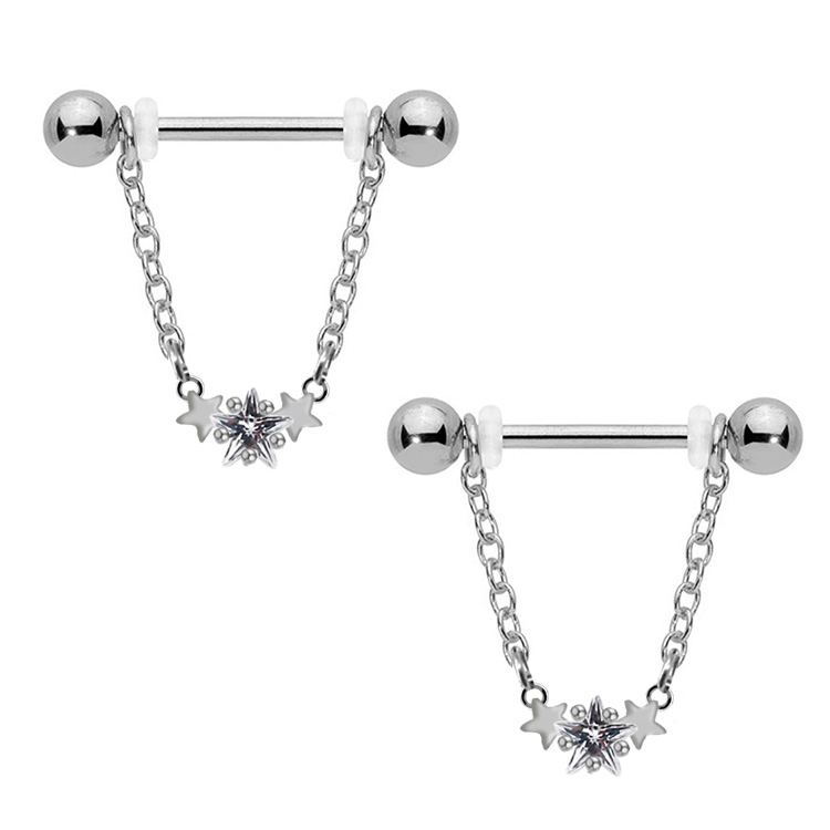 1 Piece Nipple Rings & Studs IG Style Shiny Heart Shape Flower 316 Stainless Steel  Alloy Titanium Steel Epoxy Chain Inlay Resin Rhinestones Glass White Gold Plated Gold Plated display picture 19