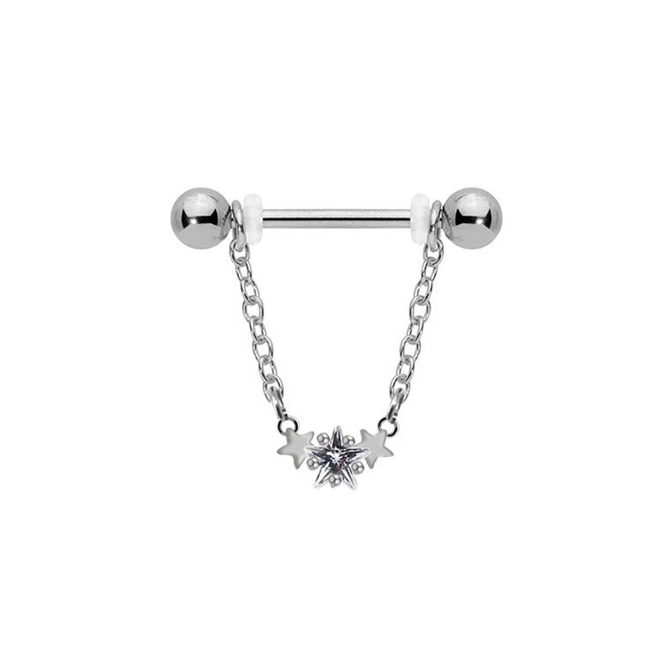 1 Piece Nipple Rings & Studs IG Style Shiny Heart Shape Flower 316 Stainless Steel  Alloy Titanium Steel Epoxy Chain Inlay Resin Rhinestones Glass White Gold Plated Gold Plated display picture 12