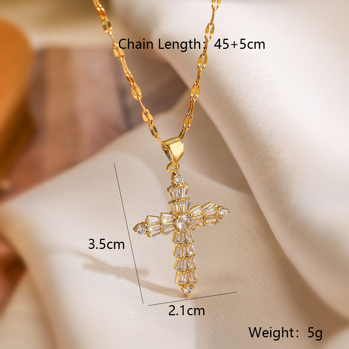 Copper 18K Gold Plated Simple Style Commute Inlay Cross Zircon Pendant Necklace display picture 1