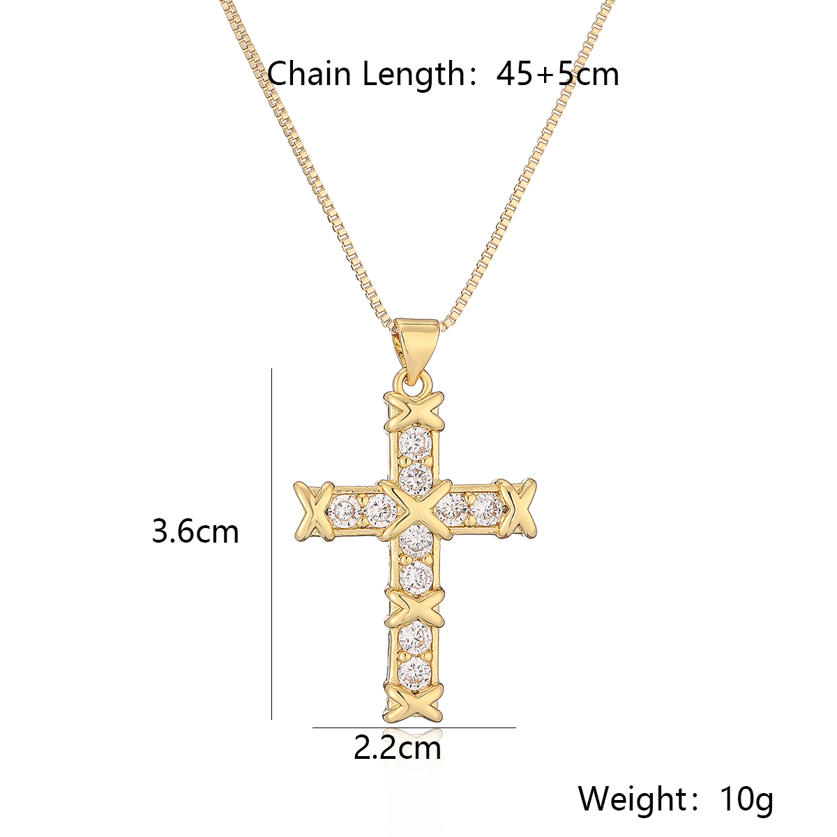 Copper 18K Gold Plated Simple Style Commute Inlay Cross Zircon Pendant Necklace display picture 2