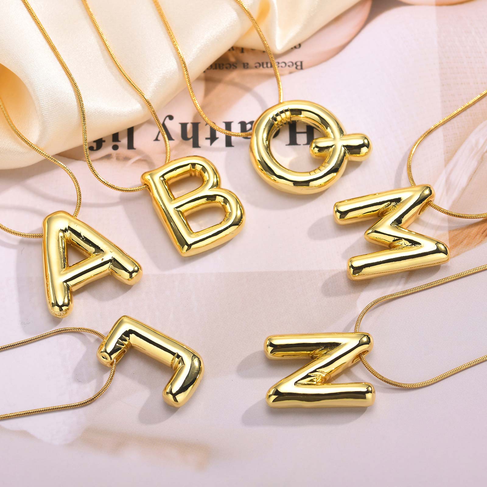 304 Stainless Steel Copper Alloy 18K Gold Plated IG Style Sweet Handmade Letter Pendant Necklace display picture 9