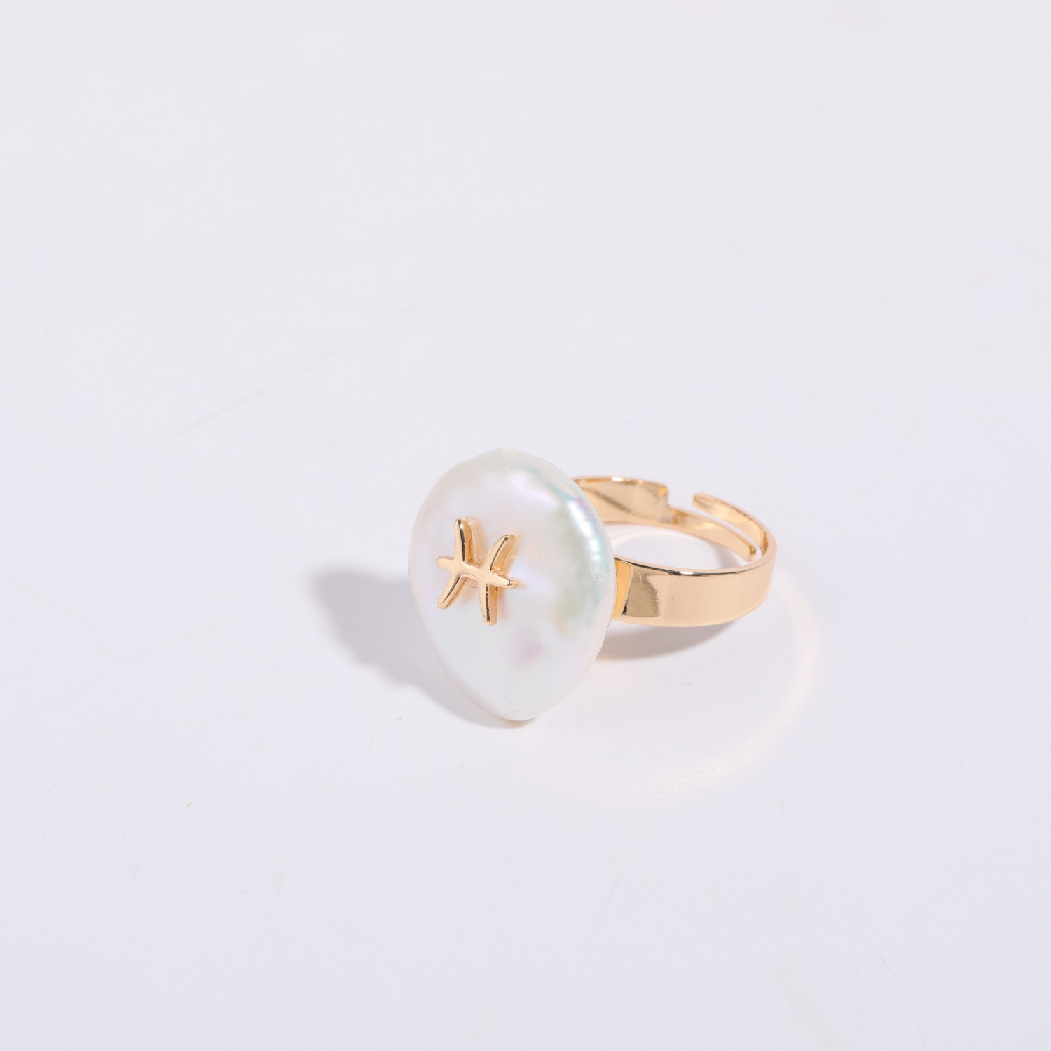 Wholesale Simple Style Classic Style Constellation Copper Inlay Freshwater Pearl Open Rings display picture 1