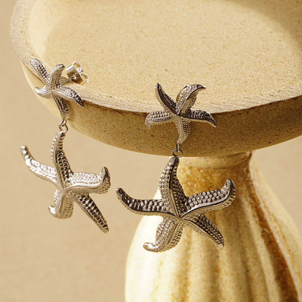 1 Pair Exaggerated Marine Style Starfish 304 Stainless Steel 18K Gold Plated Drop Earrings display picture 2
