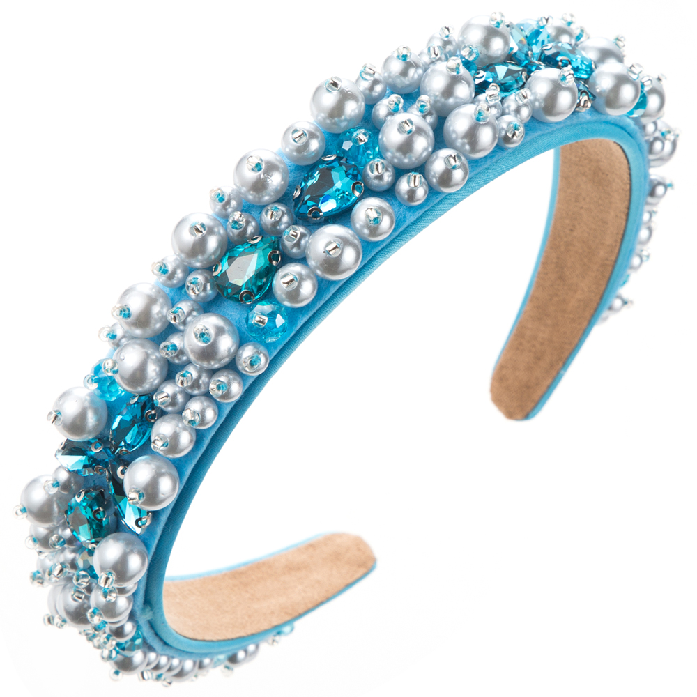 Women's Vacation Modern Style Classic Style Round Water Droplets Alloy Cloth Beaded Inlay Glass Drill Pearl Hair Band display picture 8