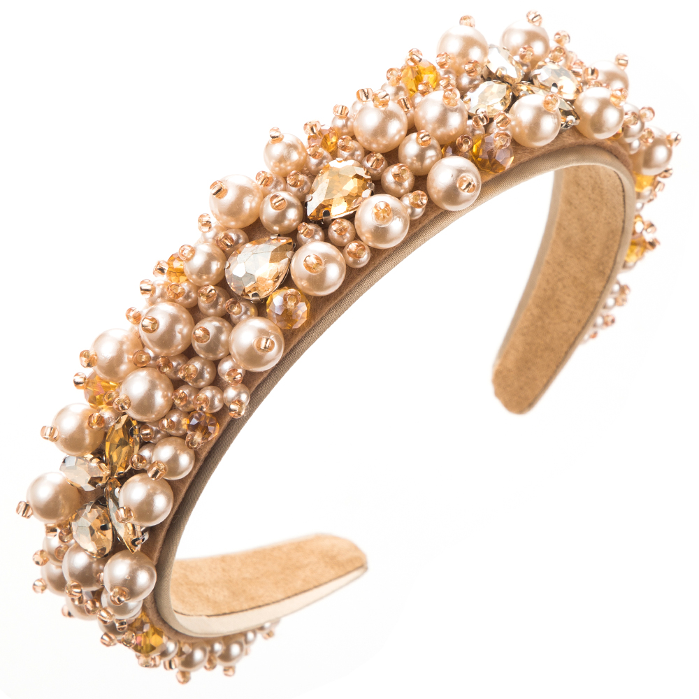 Frau Ferien Moderner Stil Klassischer Stil Runden Wassertropfen Legierung Tuch Perlen Inlay Glas Bohrer Perle Haarband display picture 9