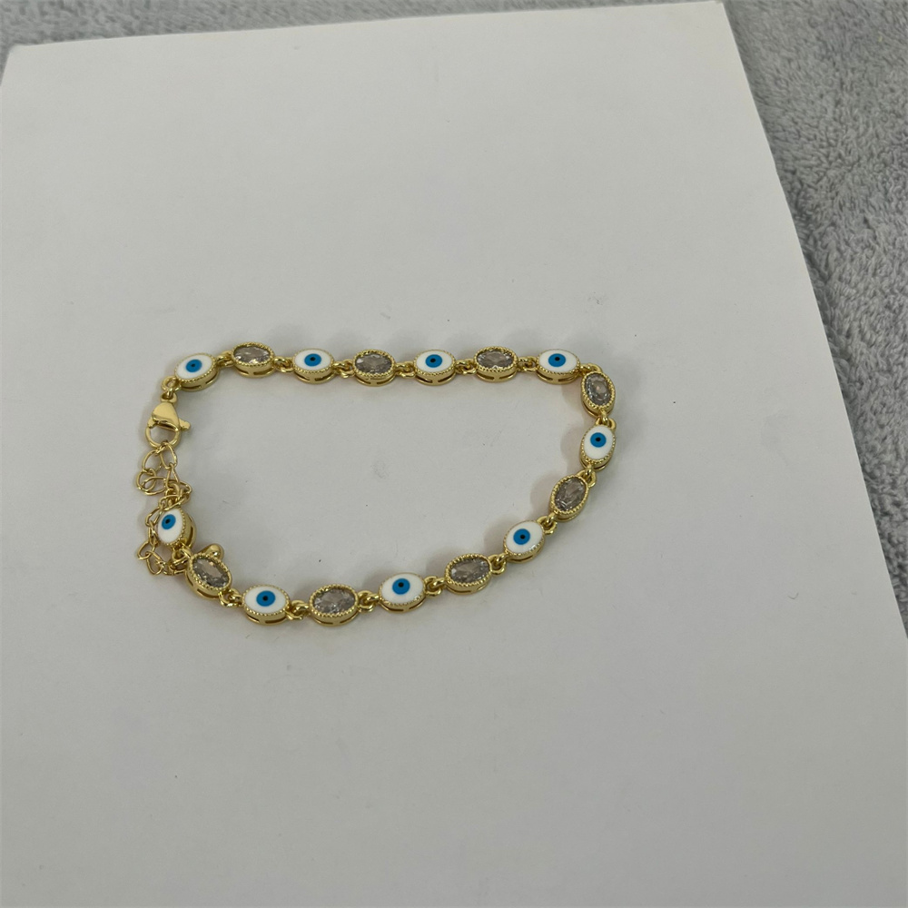 Copper 14K Gold Plated Simple Style Devil's Eye Zircon Bracelets display picture 6