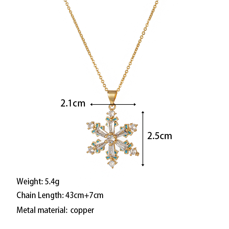 Copper Elegant Classical Romantic Plating Inlay Dragonfly Snowflake Zircon Pendant Necklace display picture 1