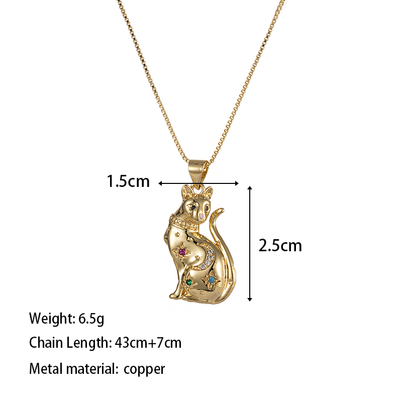 Copper Elegant Lady Sweet Plating Inlay Cat Zircon Pendant Necklace display picture 3