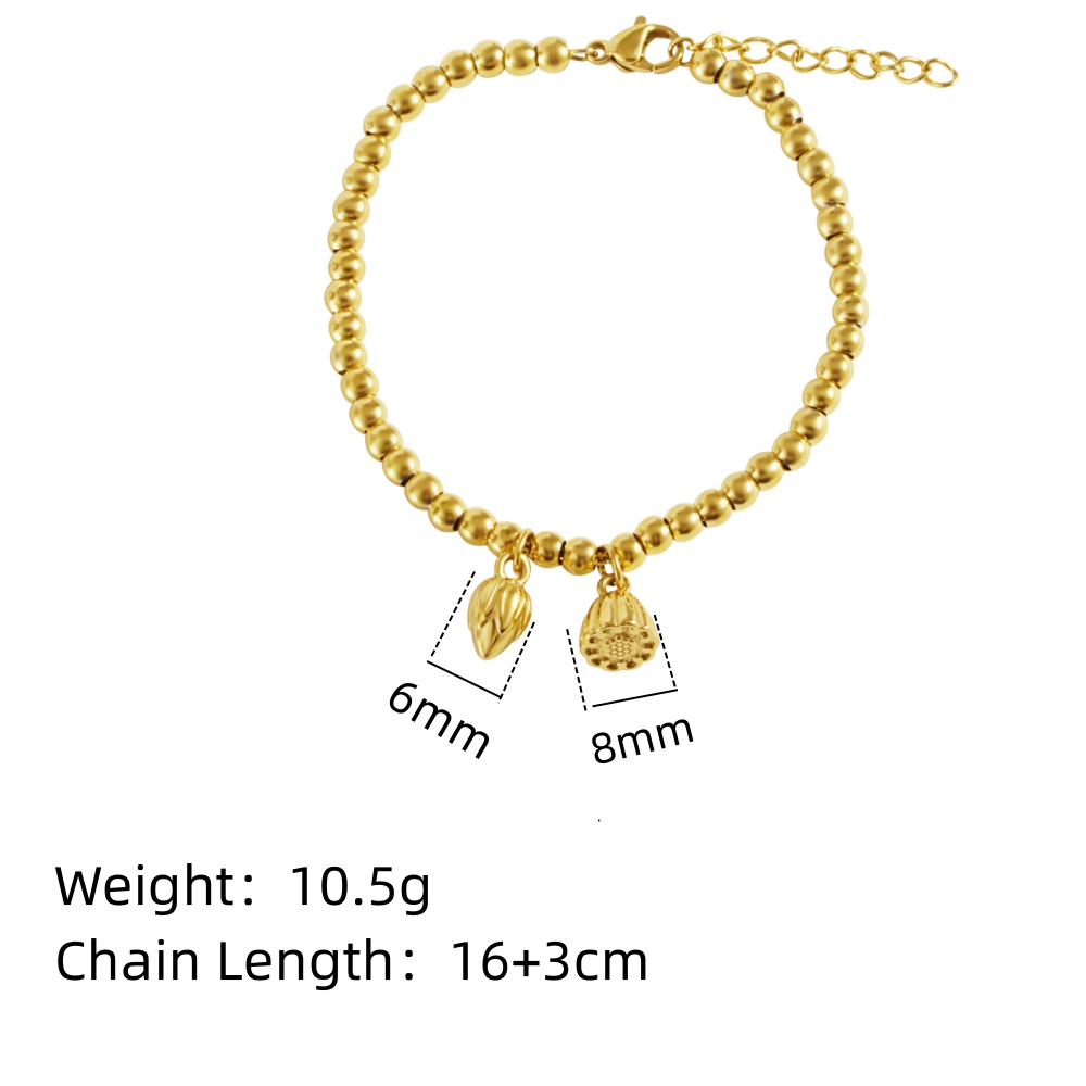 304 Stainless Steel 18K Gold Plated IG Style Lady Modern Style Lotus Lotus Seedpod Bracelets Necklace display picture 11