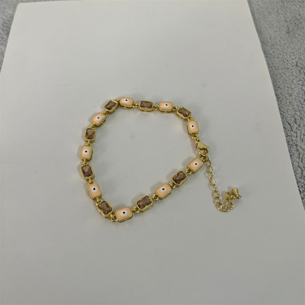 Copper 14K Gold Plated Vintage Style Inlay Devil's Eye Zircon Bracelets display picture 3