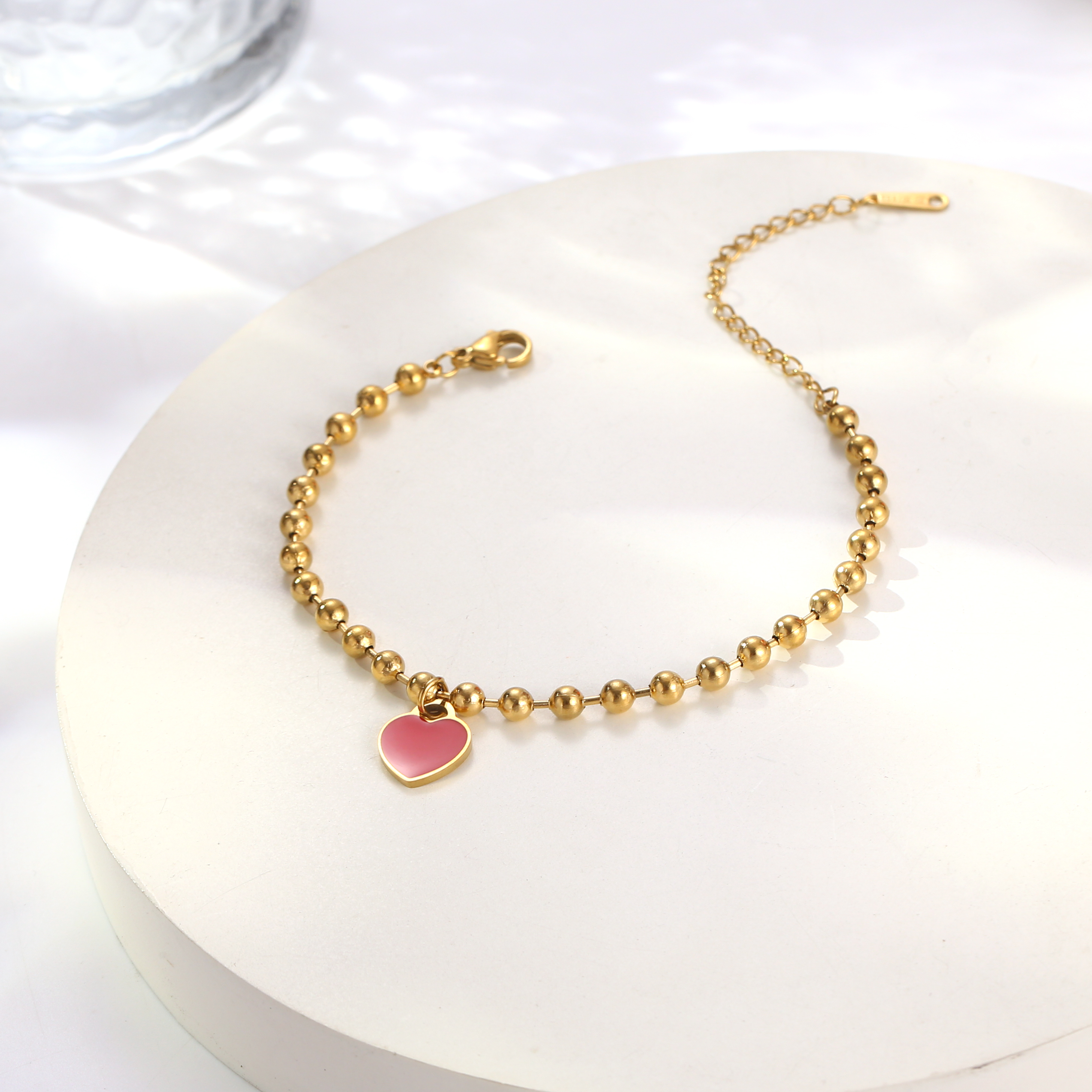 IG Style Sweet Heart Shape 316 Stainless Steel  18K Gold Plated Acrylic Bracelets In Bulk display picture 5