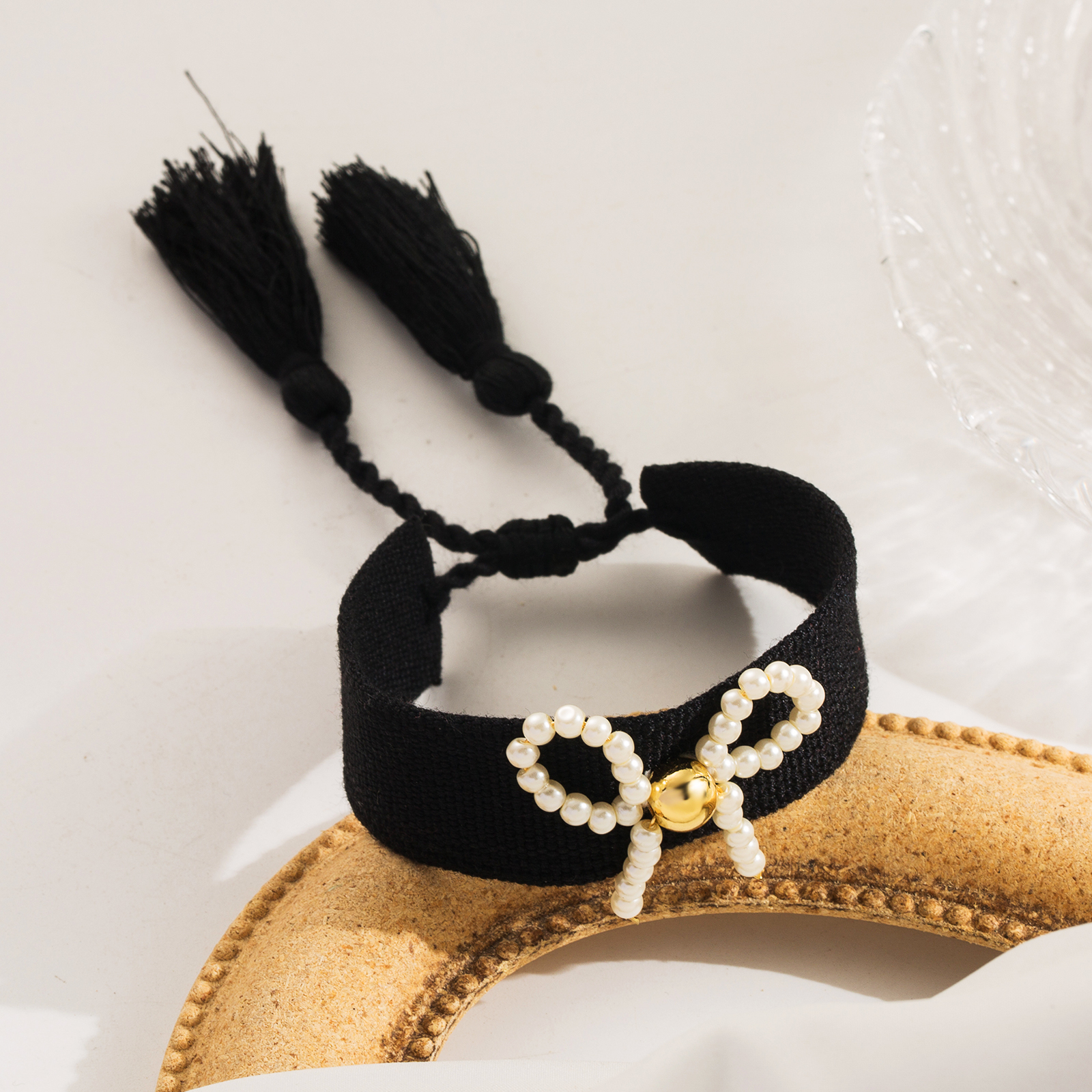Style Simple Noeud D'Arc Chiffon Shell Perles Le Cuivre Perlé Tricot Femmes Bracelet display picture 1