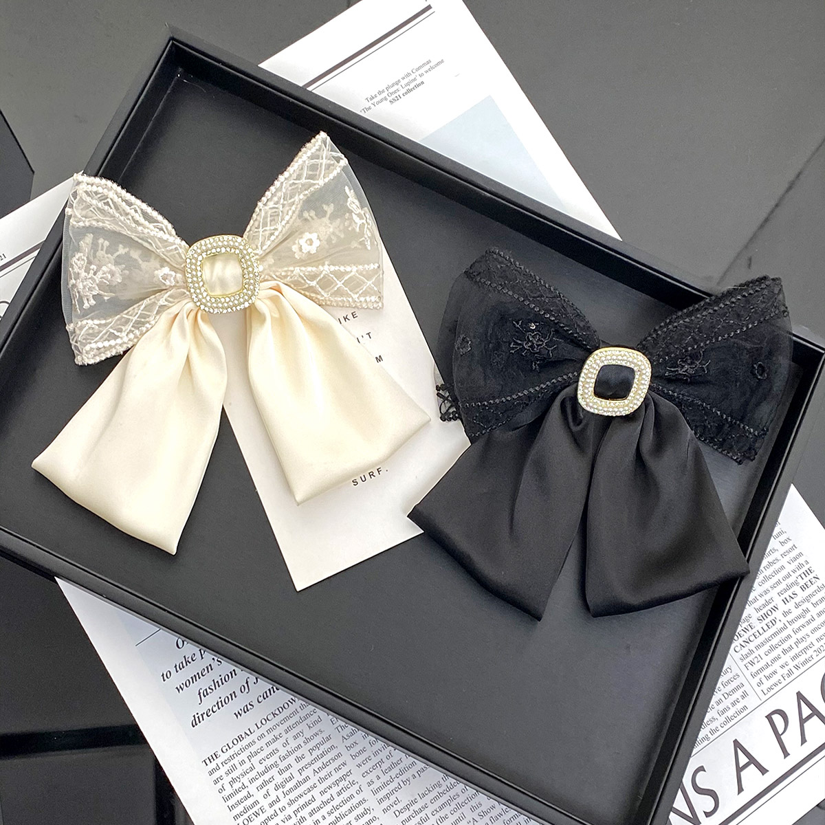 Women's Elegant Sweet Bow Knot Cloth Inlay Rhinestones Hair Clip display picture 3