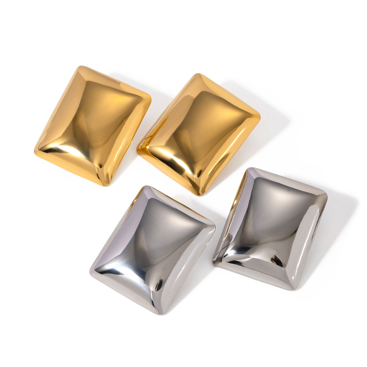 1 Pair IG Style Rectangle 304 Stainless Steel 18K Gold Plated Ear Studs display picture 7
