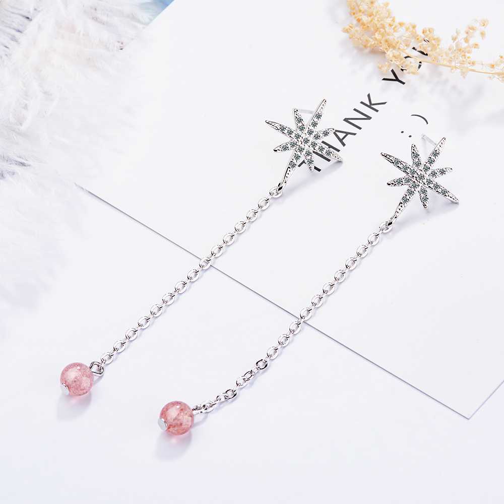 1 Pair IG Style Shiny Star Crystal Chain Inlay Copper Zircon Drop Earrings display picture 3