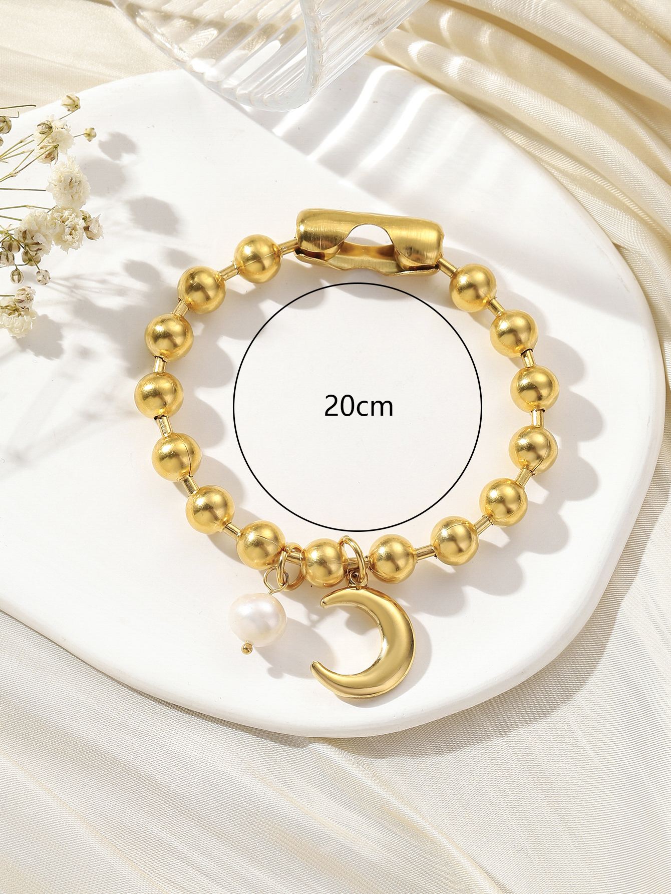 Edelstahl 304 24 Karat Vergoldet Süss Klassischer Stil Perlen Inlay Blume Perle Armbänder display picture 4