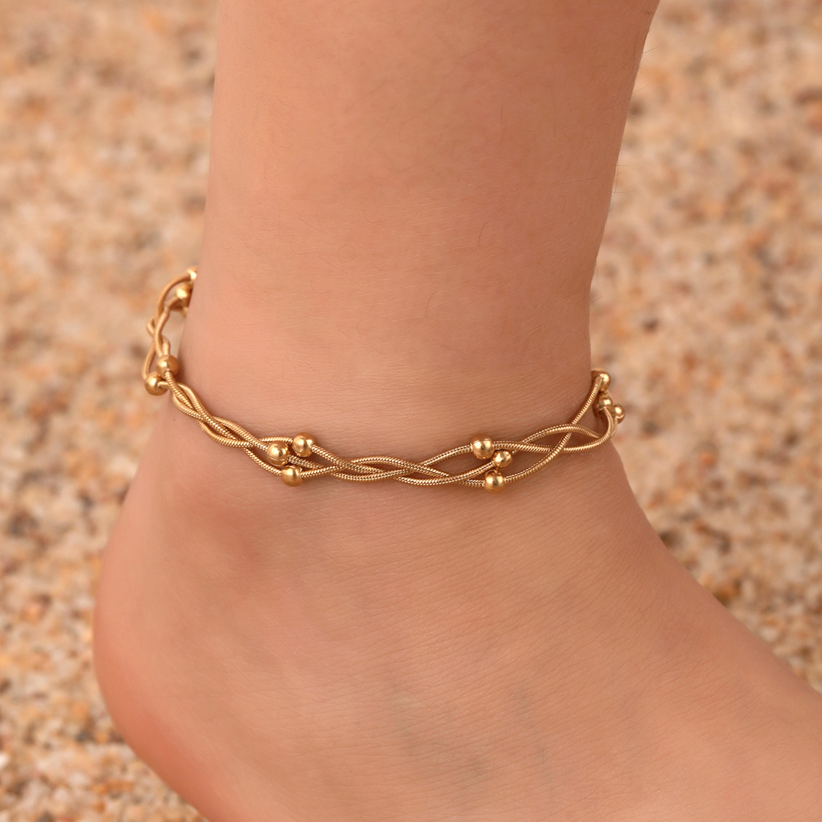 Hawaiian Tropical Cool Style Solid Color 304 Stainless Steel Plating 18K Gold Plated Women's Anklet display picture 1
