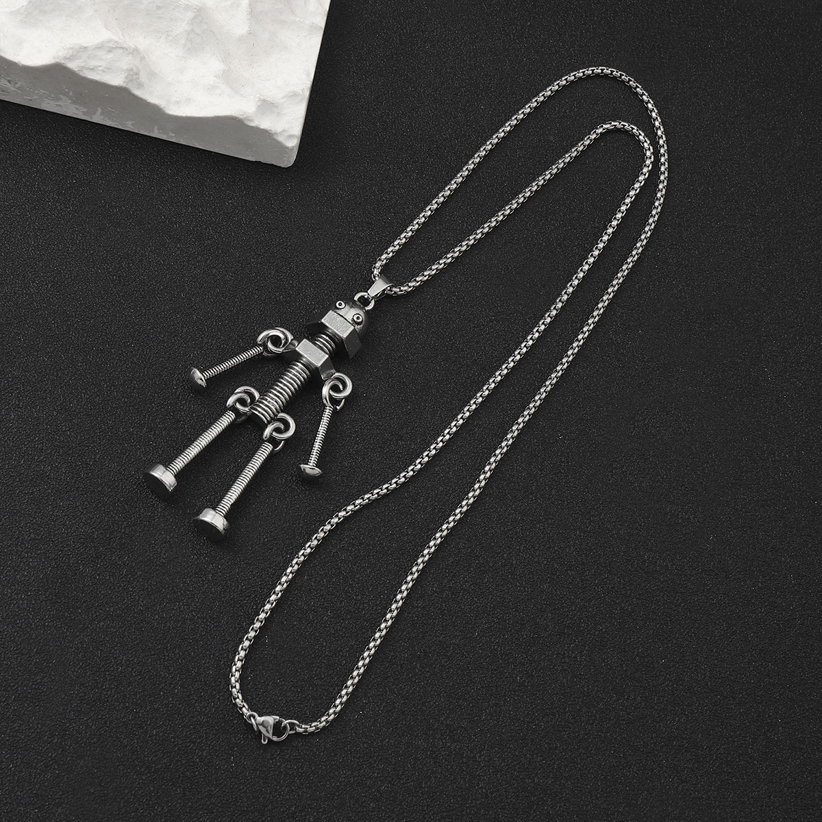 Hip-Hop Robot Mahjong Poker Zinc Alloy 201 Stainless Steel Inlay Rhinestones Men's Pendant Necklace display picture 20