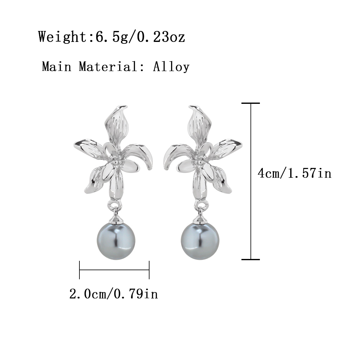 1 Pair Elegant Vintage Style French Style Flower Inlay Alloy Pearl Silver Plated Drop Earrings display picture 1