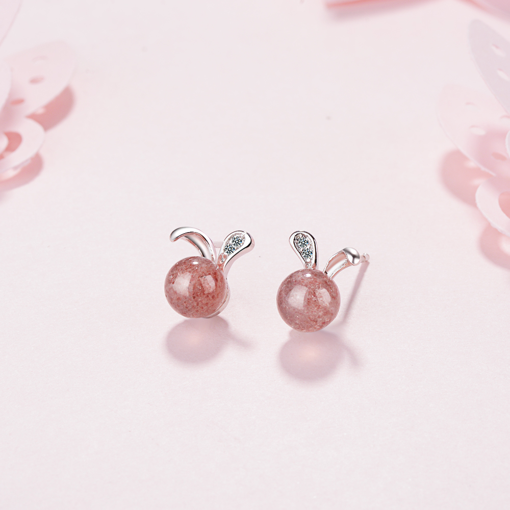1 Pair Cute Sweet Rabbit Inlay Copper Crystal Zircon White Gold Plated Ear Studs display picture 3