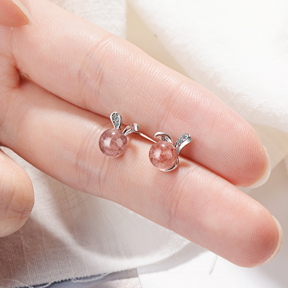 1 Pair Cute Sweet Rabbit Inlay Copper Crystal Zircon White Gold Plated Ear Studs display picture 5