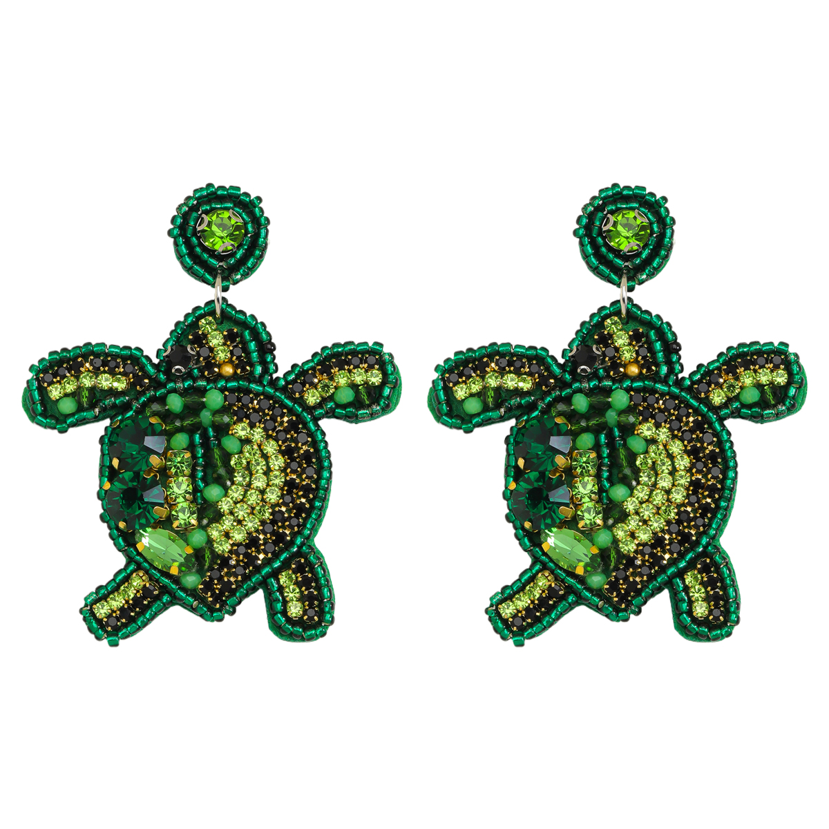 1 Pair Cute Vacation Beach Tortoise Beaded Handmade Inlay Seed Bead Rhinestones Drop Earrings display picture 11
