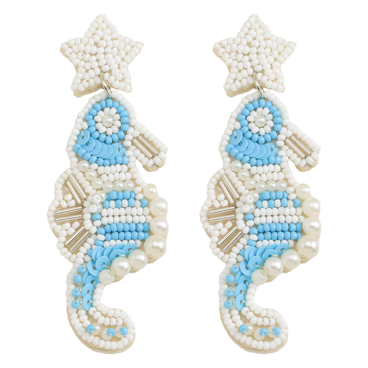 1 Pair Vacation Simple Style Hippocampus Inlay Seed Bead Rhinestones Pearl Drop Earrings display picture 4