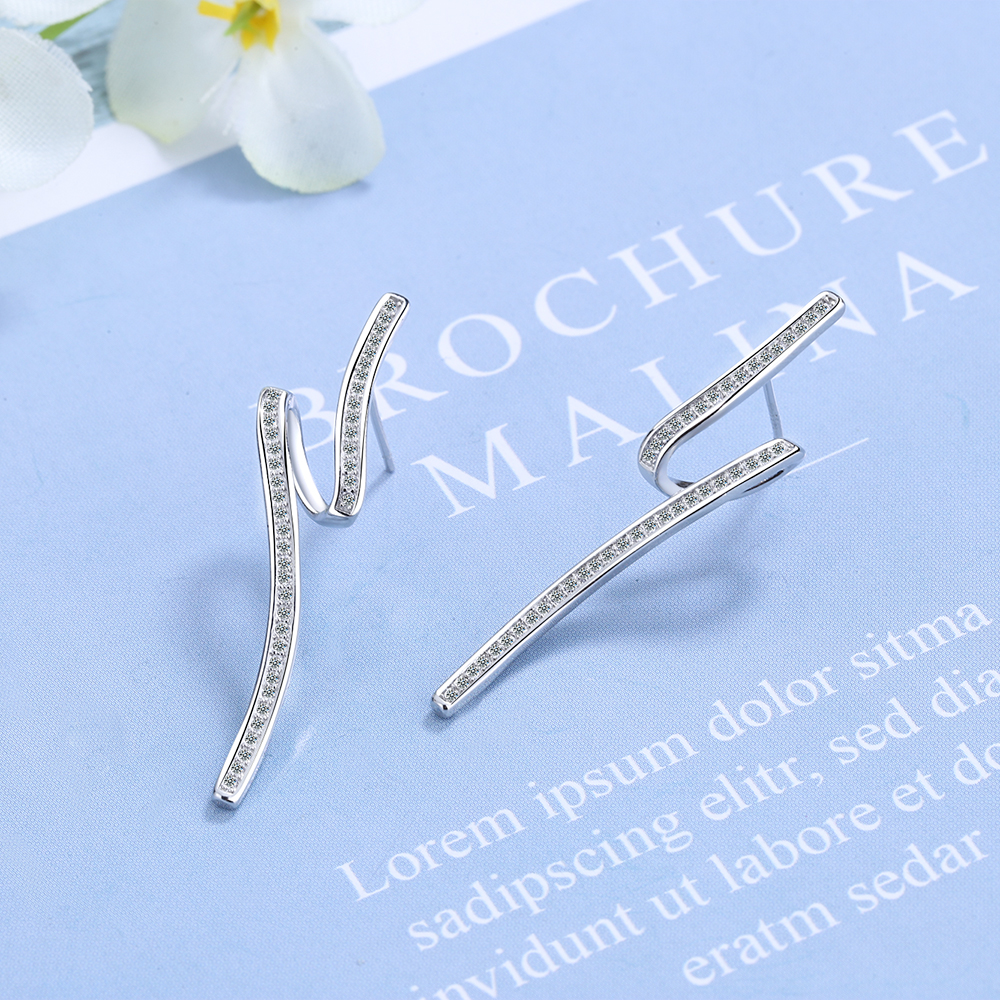 1 Pair Simple Style Waves Inlay Copper Zircon White Gold Plated Ear Studs display picture 6