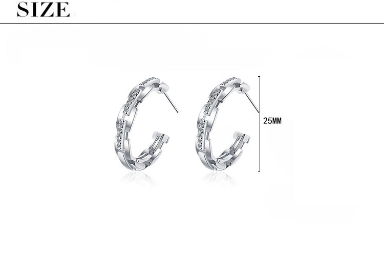 1 Paire Style Simple Forme C Incruster Le Cuivre Zircon Boucles D'Oreilles display picture 1