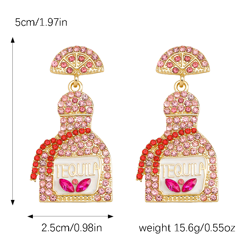 1 Pair Classic Style Shiny Wine Bottle Inlay Alloy Rhinestones Drop Earrings display picture 7