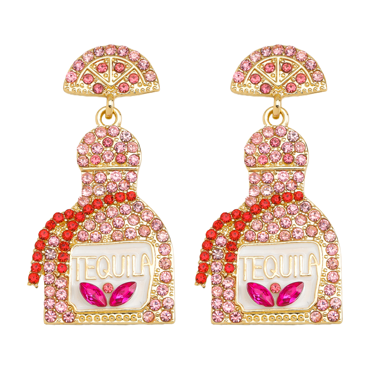 1 Pair Classic Style Shiny Wine Bottle Inlay Alloy Rhinestones Drop Earrings display picture 13