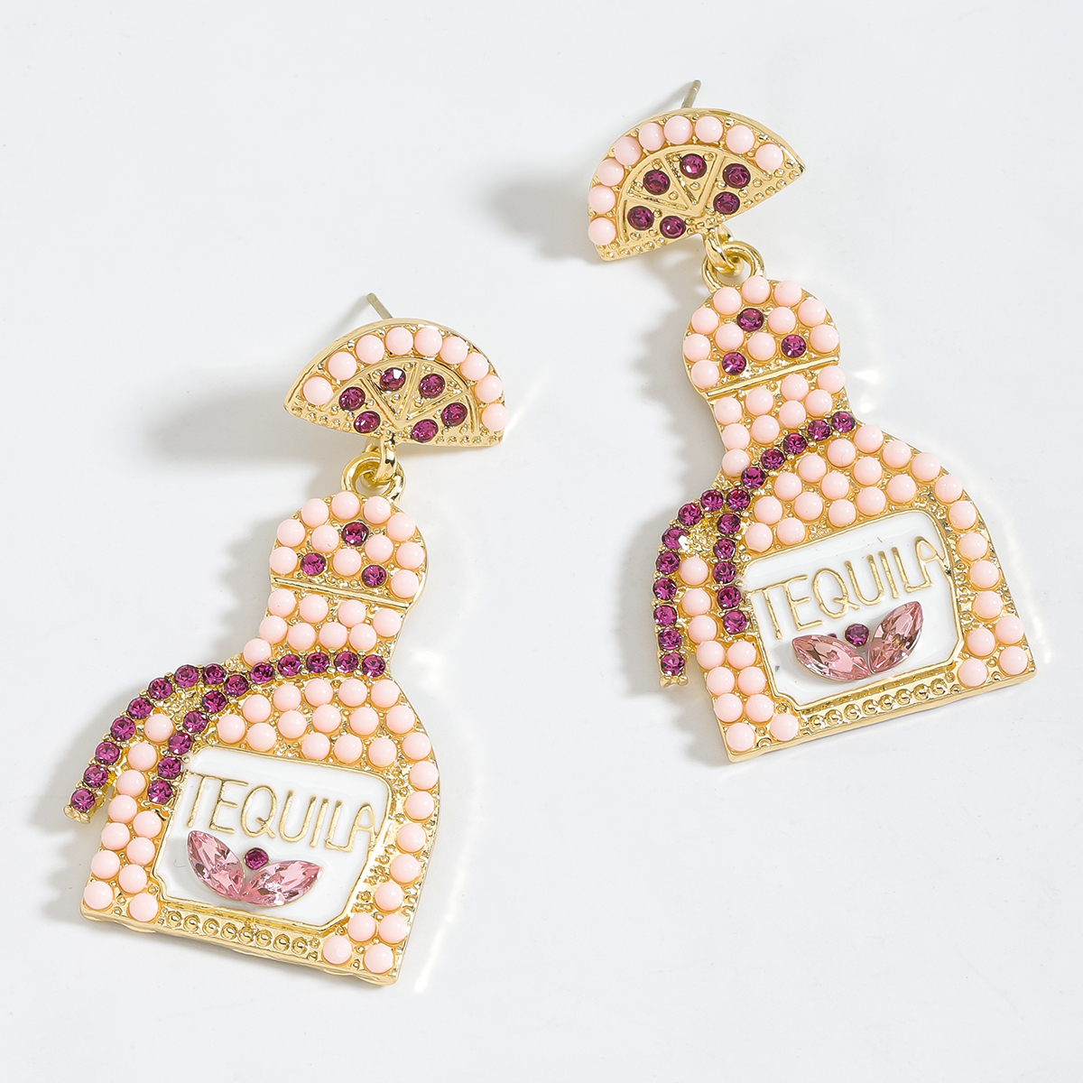 1 Pair Classic Style Shiny Wine Bottle Inlay Alloy Rhinestones Drop Earrings display picture 23