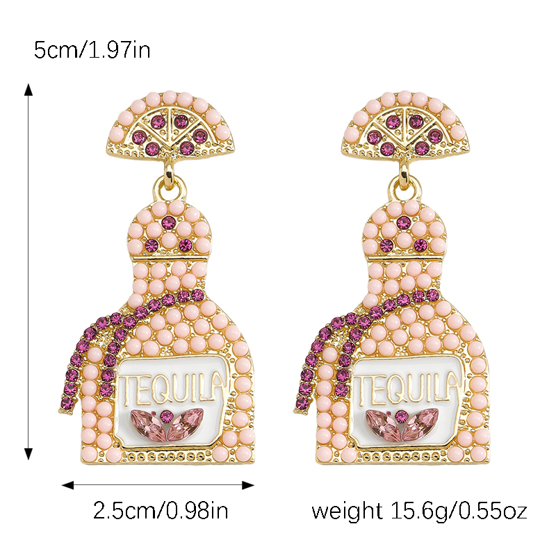 1 Pair Classic Style Shiny Wine Bottle Inlay Alloy Rhinestones Drop Earrings display picture 22