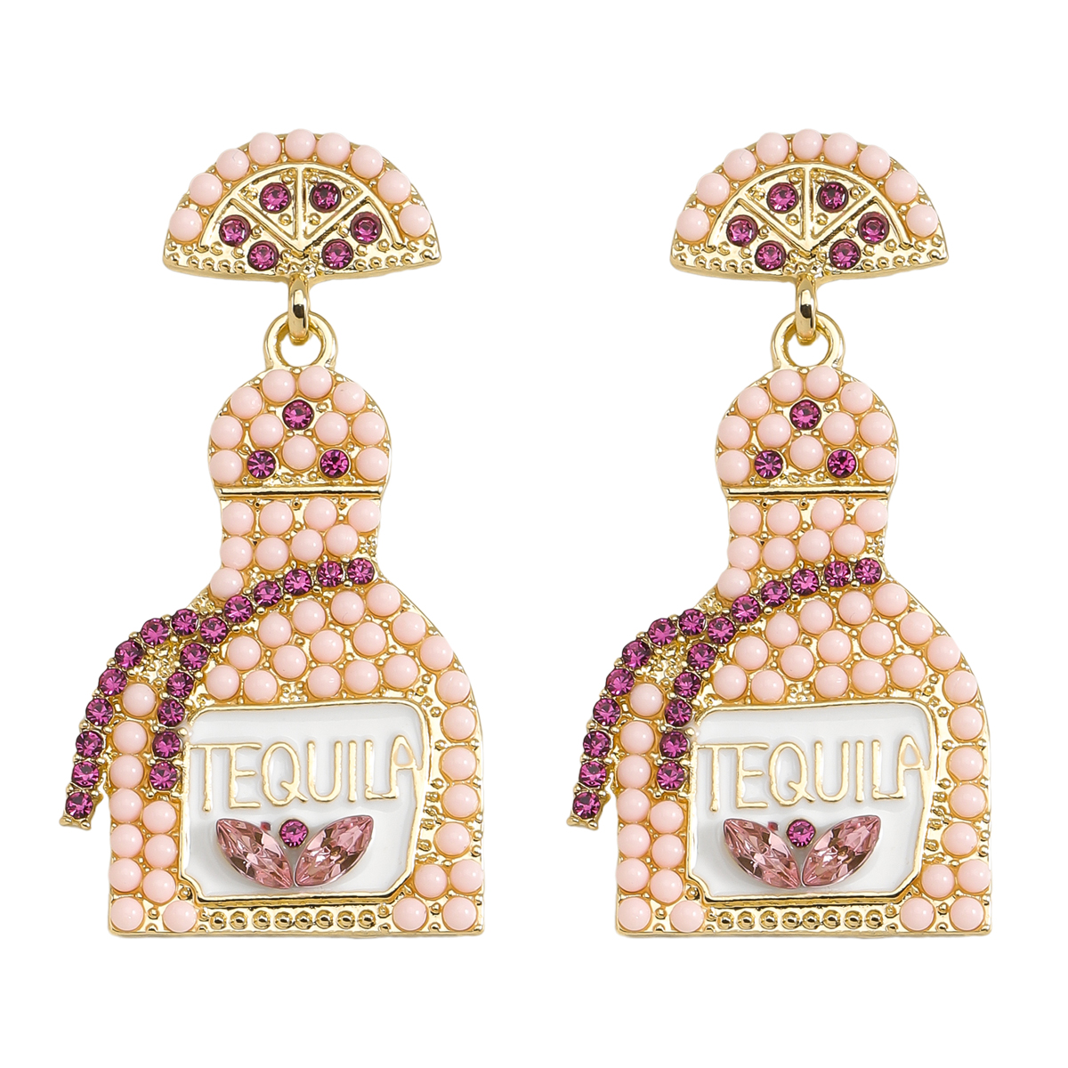 1 Pair Classic Style Shiny Wine Bottle Inlay Alloy Rhinestones Drop Earrings display picture 24