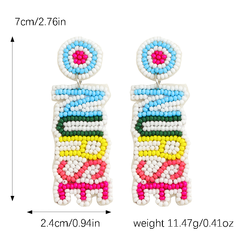 1 Pair Simple Style Classic Style Letter Plating Inlay Seed Bead Rhinestones Drop Earrings display picture 8