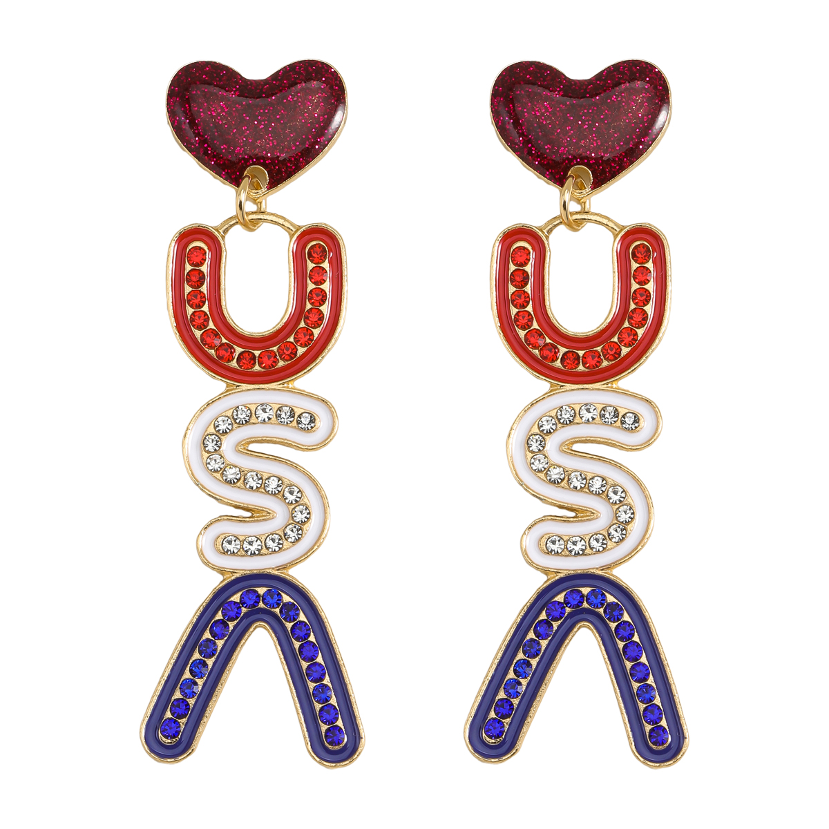 1 Pair Vintage Style Luxurious Classic Style Usa Enamel Alloy Drop Earrings display picture 1