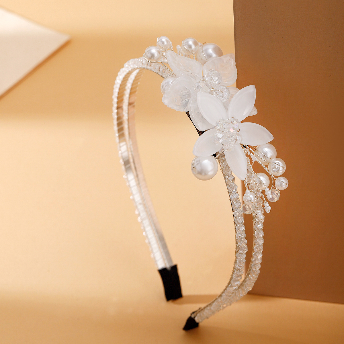 Women's Fairy Style Shiny Flower Organza Metal Inlay Artificial Crystal Artificial Pearls Hair Band display picture 3