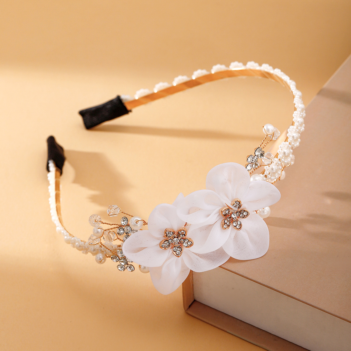 Women's Fairy Style Shiny Flower Organza Metal Inlay Artificial Crystal Artificial Pearls Hair Band display picture 6
