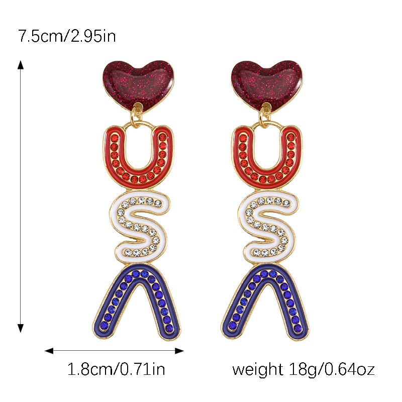 1 Pair Vintage Style Luxurious Classic Style Usa Enamel Alloy Drop Earrings display picture 9