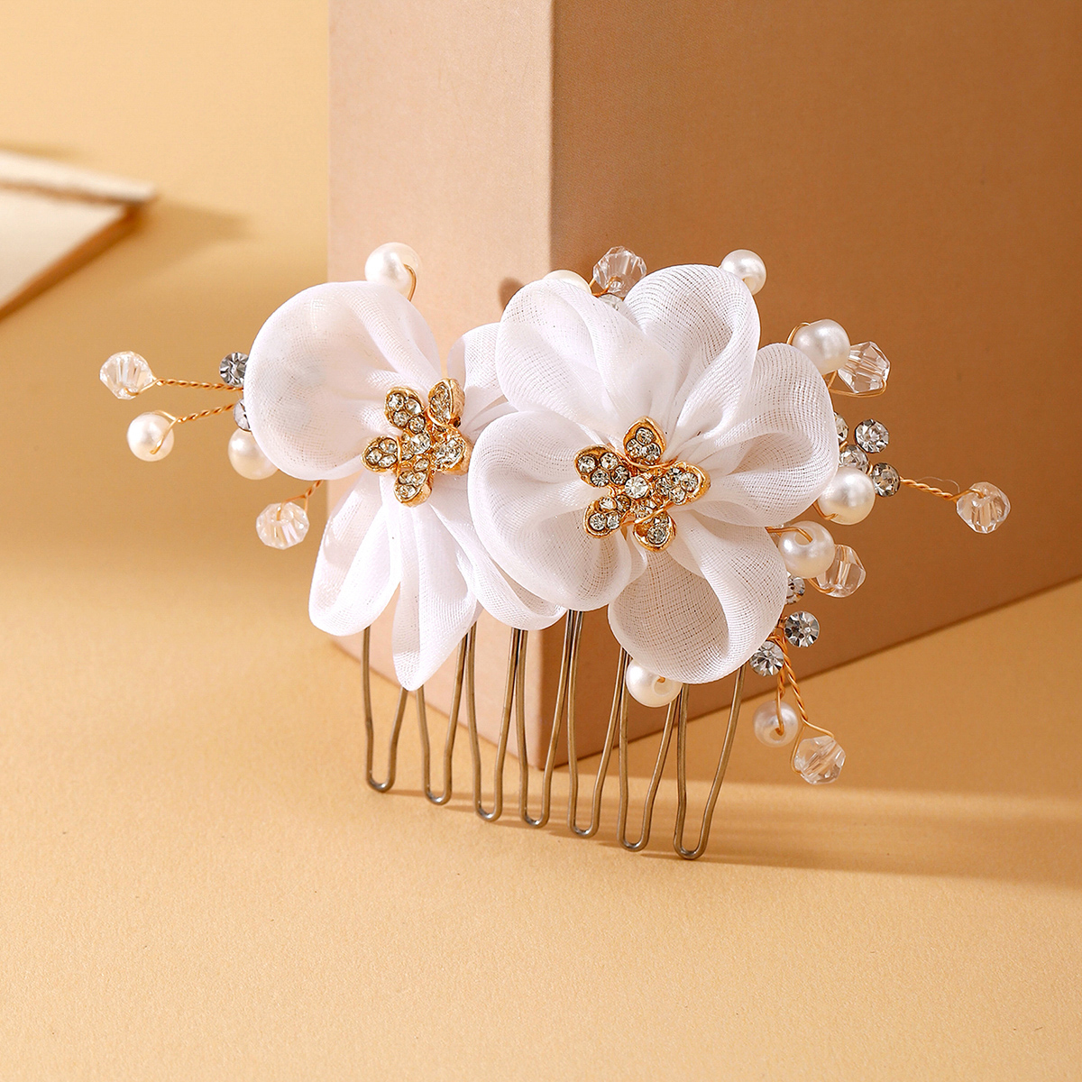 Women's Fairy Style Princess Bridal Flower Imitation Pearl Handmade Inlay Artificial Pearls Rhinestones Hair Clip Insert Comb display picture 2