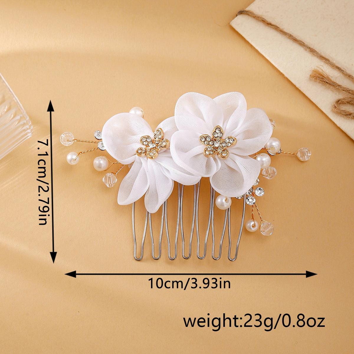 Women's Fairy Style Princess Bridal Flower Imitation Pearl Handmade Inlay Artificial Pearls Rhinestones Hair Clip Insert Comb display picture 3