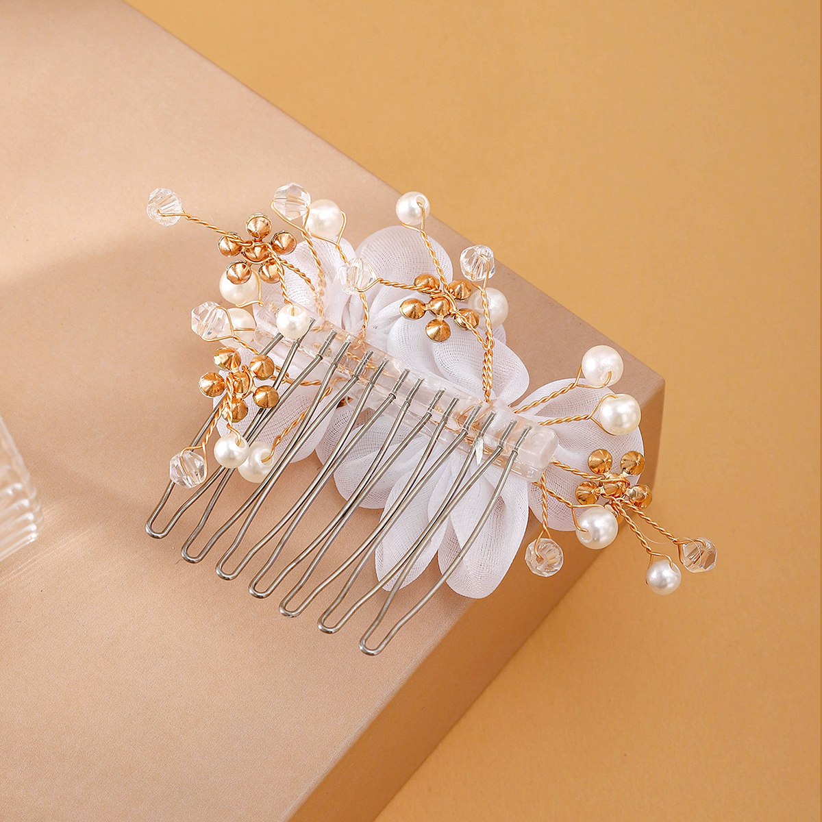 Women's Fairy Style Princess Bridal Flower Imitation Pearl Handmade Inlay Artificial Pearls Rhinestones Hair Clip Insert Comb display picture 4