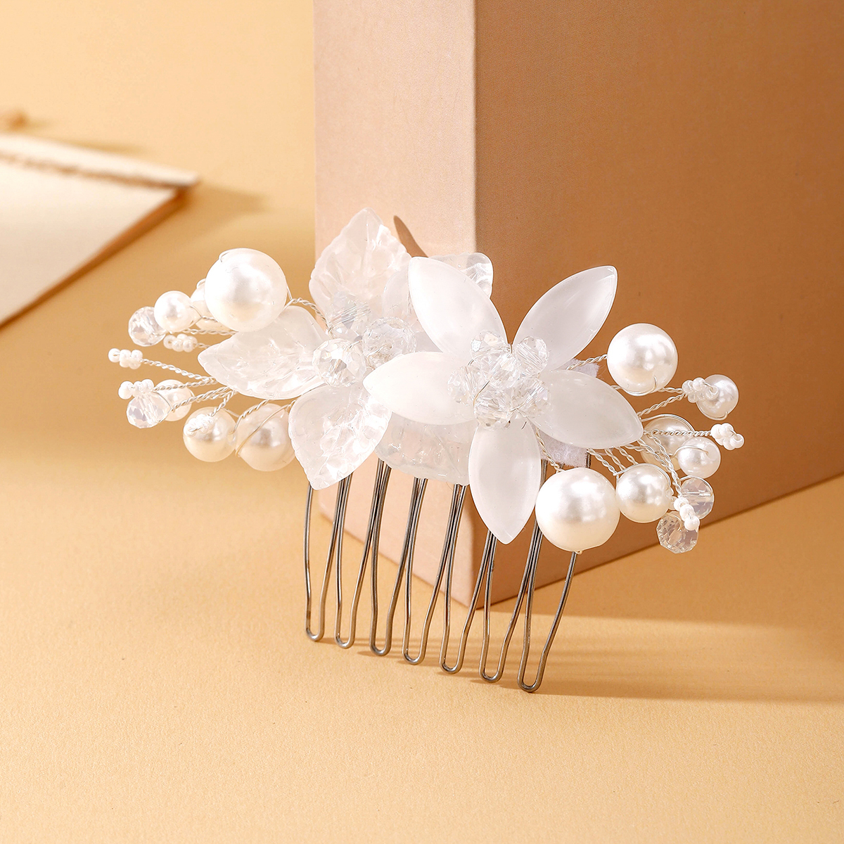 Women's Fairy Style Princess Bridal Flower Imitation Pearl Handmade Inlay Artificial Pearls Rhinestones Hair Clip Insert Comb display picture 10